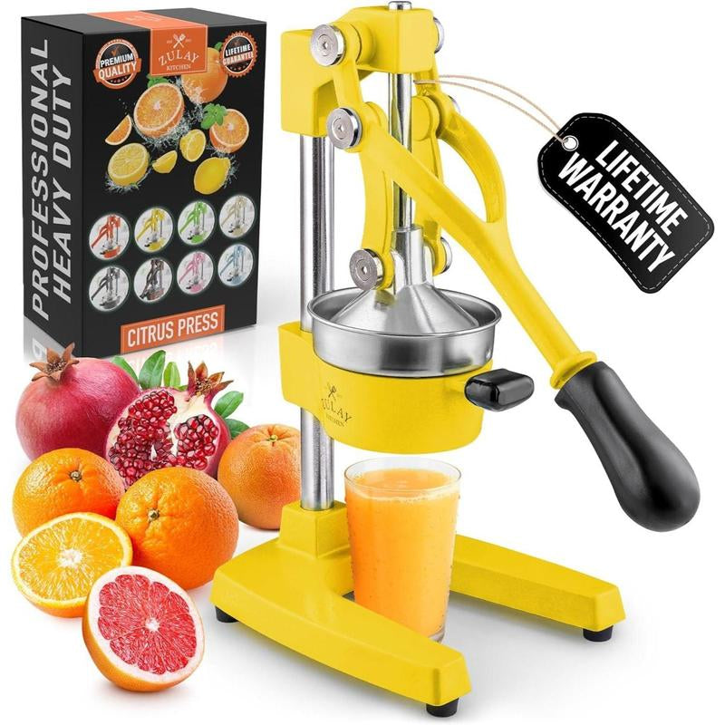 Zulay Kitchen Professional Heavy-Duty Cast Iron Citrus Juicer - 5-Inch Bowl, Durable Design for Maximum Juice Extraction, Easy to Clean & Safe to Use, Lifetime Warranty - Fruit