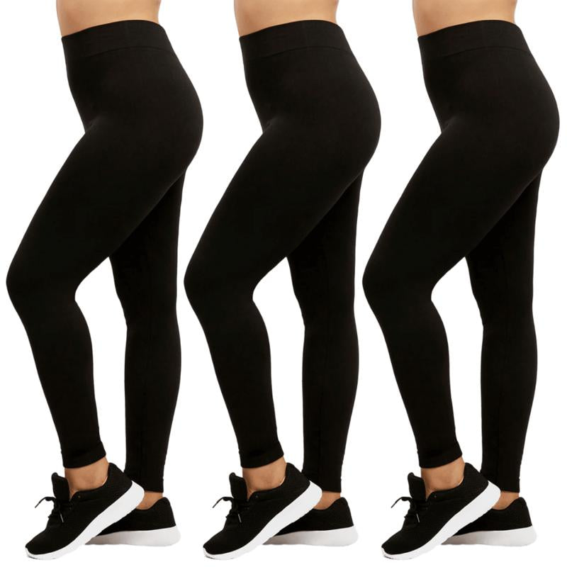 3 Pack Women' Fleece Leggings plus Size High Waist Seamless No See-Through Workout Running Yoga Pants Tummy Control Warm Spring Fall Winter Activewear