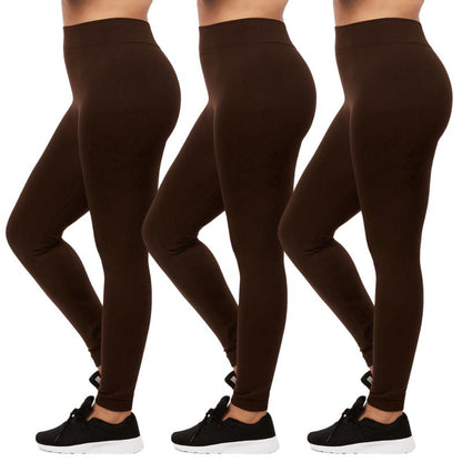 3 Pack Women' Fleece Leggings plus Size High Waist Seamless No See-Through Workout Running Yoga Pants Tummy Control Warm Spring Fall Winter Activewear