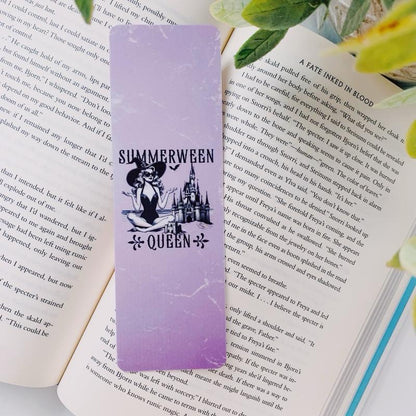 Retro Book Girl Summerween Bookmarks - 7.5”X2.25” Lightweight Nostalgic Design for Book Lovers - One Sided with Shop Stamp on Back - Laminated on Card Stock