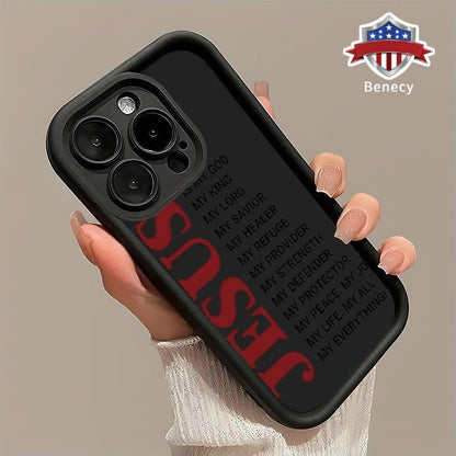 Phone Case for Iphone 16 Pro Max 15 plus 14 13 12 11 XR XS E Vtrendy Jesus Christian Pattern Shockproof Silicone TPU Bumper Drop Protection Cover