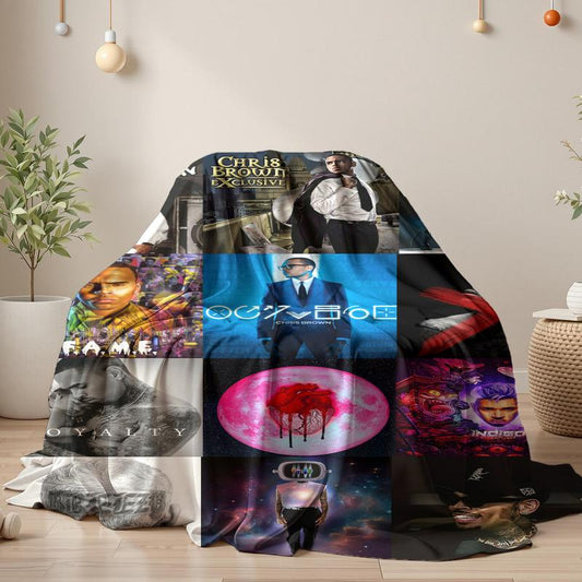 Chris Brown Blanket Album Cover for Fans Warm Cozy Flannel Blankets Throw Merch for Home Decor Bed Sofa Living Room for All Season