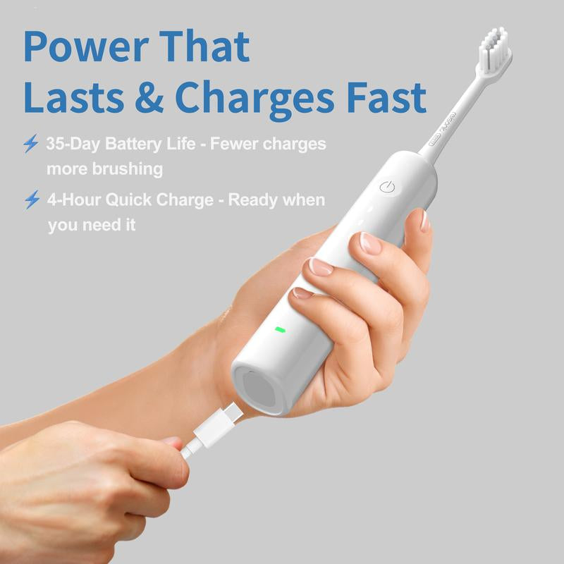 Reisonic Sonic-Sweep Oscillating Electric Toothbrush, Oscillation & Vibration, IPX7 Waterproof,45-Day Battery Electric Toothbrush Whitening, Gum Care & Plaque Removal for Adults with 3 Brush Head