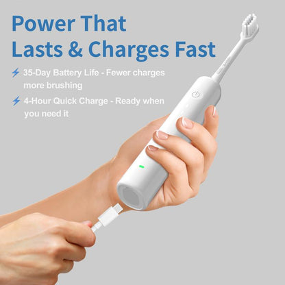 Reisonic Sonic-Sweep Oscillating Electric Toothbrush, Oscillation & Vibration, IPX7 Waterproof,45-Day Battery Electric Toothbrush Whitening, Gum Care & Plaque Removal for Adults with 3 Brush Head