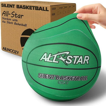 Silent Indoor Basketball with Colorful Fabric-Covered, No Inflation Needed, Noise-Free, Not Vacuum Compressed, High Bounce, Safe for Kids & Adults, Perfect for Home Training & Father'S Day Parent-Child Gift