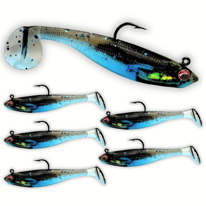 USA BASS TACKLE Patriot Shad Premium Paddle Tail Swimbait Bass Fishing Lure with Realistic 3D Eye & Detailed Design for Freshwater & Saltwater Angling