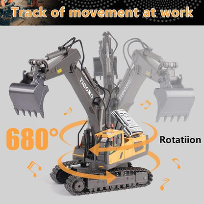 Remote Control Excavator Construction Toys for Boys,2×1200Mah RC Excavator Toy with Shovel & Light Drift