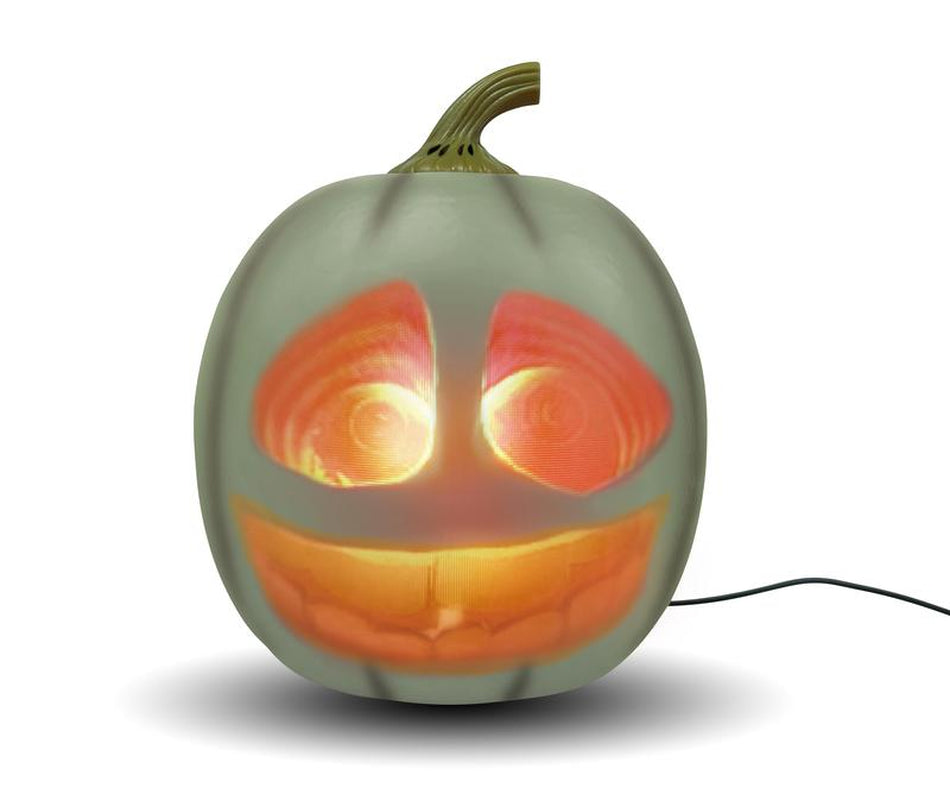 ANIMAT3D Jabberin' Jack Motion Sensor 12 Inch XL Talking Animated White Pumpkin with Built in Video Projector, Speaker and Motion Sensor Includes 80 Minutes of Content