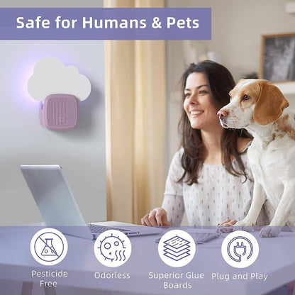 Careland Electronic Flying Insect Trap Plug In, Flea Mosquito Fly Trap for Home Office, Gnat Moth Bug Catcher with Night Light UV Attractant and Sticky Boards