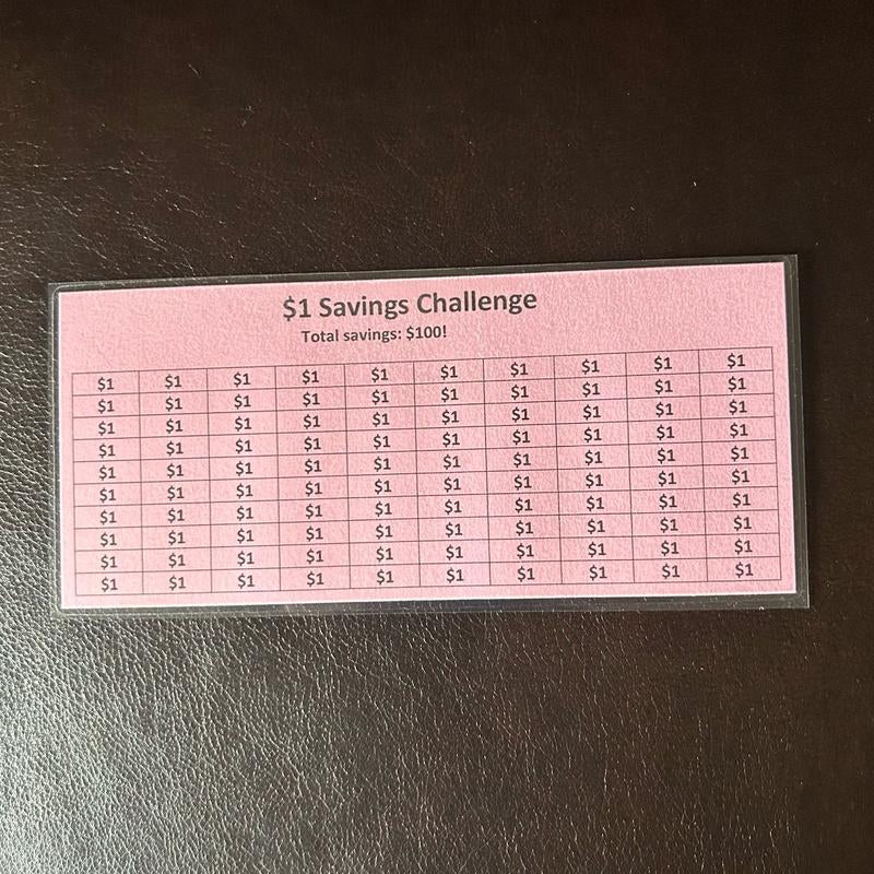 Laminated $1 Money Savings Challenge