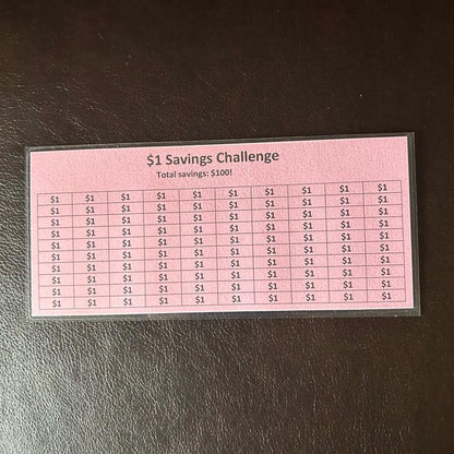Laminated $1 Money Savings Challenge