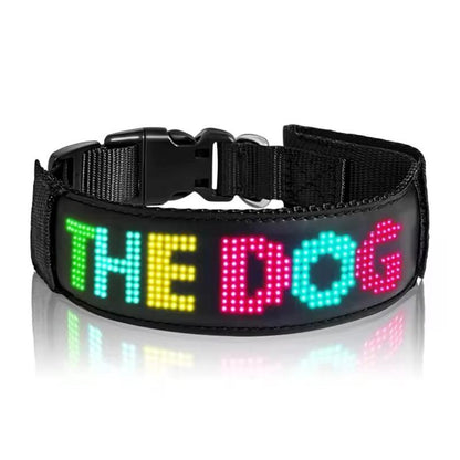 Programmable LED Collar Flashing Light up Rechargeable Pet Dog Safety Collar Glow in the Dark Light-Up Neck Loop (Full Color) Dog Collar Led Dog