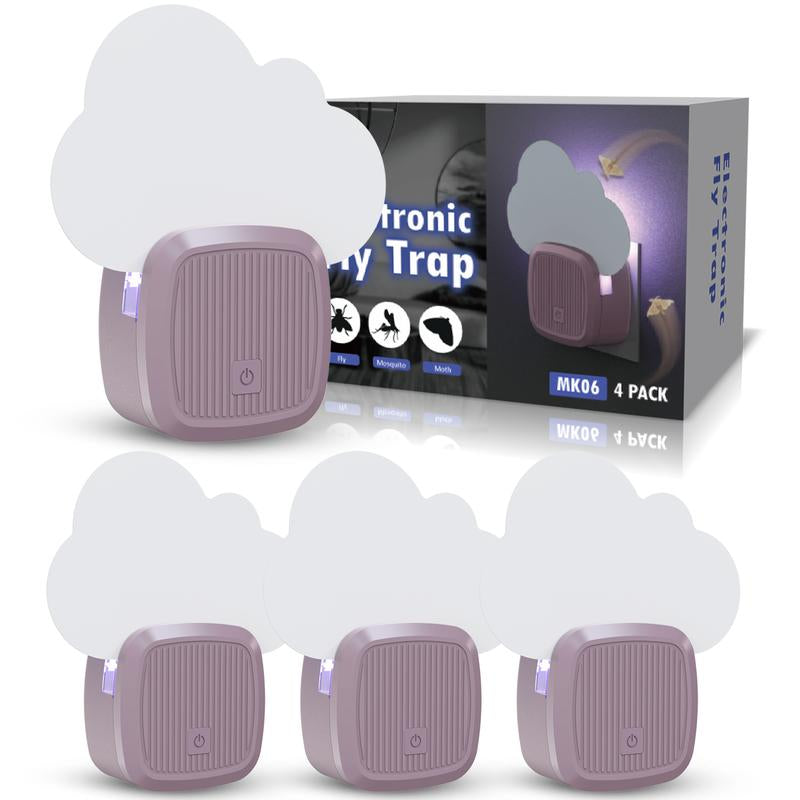 Careland Electronic Flying Insect Trap Plug In, Flea Mosquito Fly Trap for Home Office, Gnat Moth Bug Catcher with Night Light UV Attractant and Sticky Boards