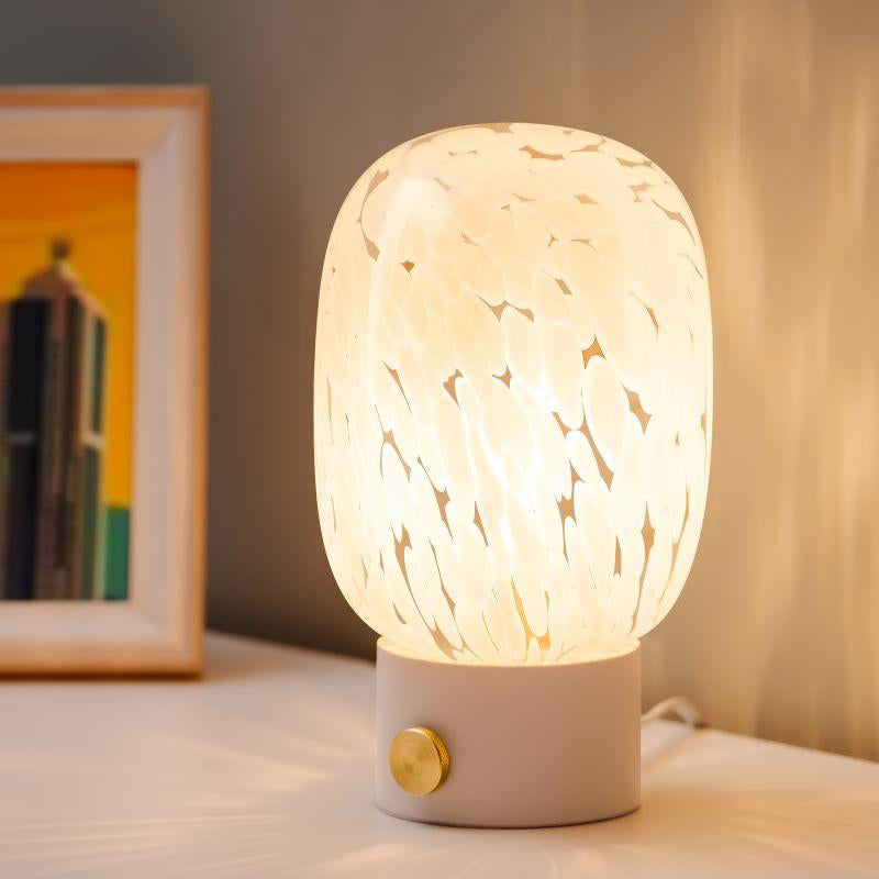 Onewish Vintage Stepless Dimmable Table Lamp with Edison Bulb - Translucent Murano Glass Nightstand Lights for Bedroom, Gift Idea for Any Time of Year.