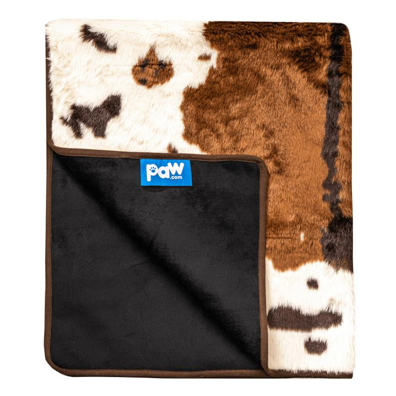 Pupprotector Waterproof Luxury Faux Fur Washable Dog Throw Blanket, 60" L X 50" W, Brown Faux Cowhide