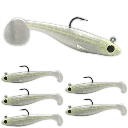 USA BASS TACKLE Patriot Shad Premium Paddle Tail Swimbait Bass Fishing Lure with Realistic 3D Eye & Detailed Design for Freshwater & Saltwater Angling