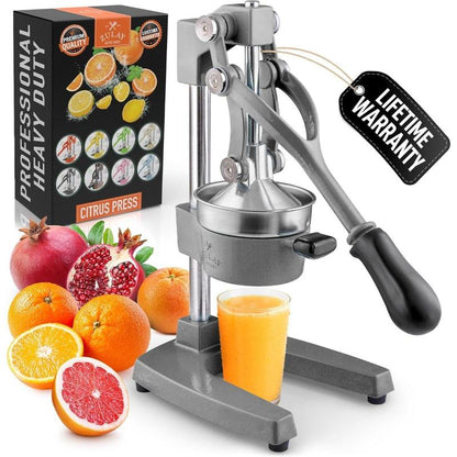 Zulay Kitchen Professional Heavy-Duty Cast Iron Citrus Juicer - 5-Inch Bowl, Durable Design for Maximum Juice Extraction, Easy to Clean & Safe to Use, Lifetime Warranty - Fruit