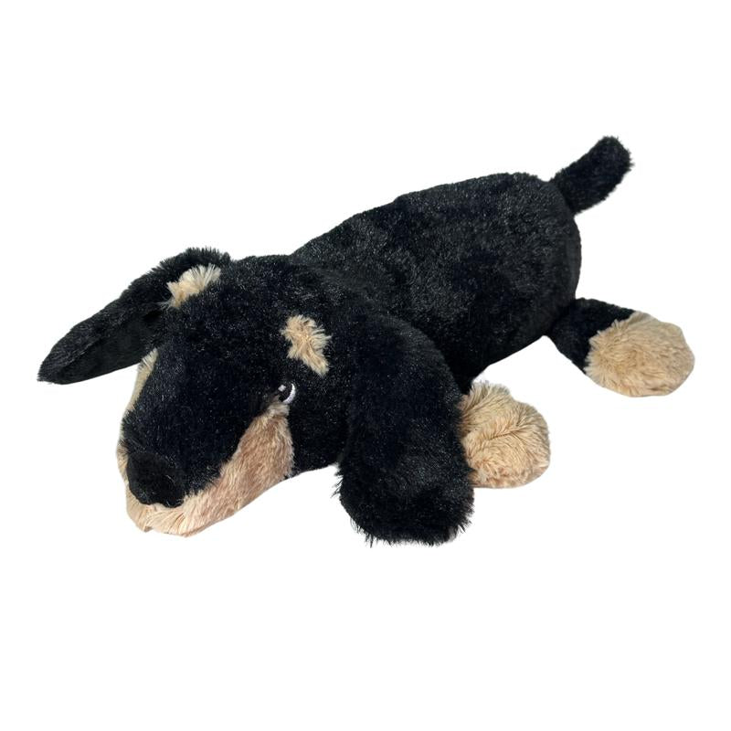 Sleeping Booties - the Weens X Patchwork Pet - Super Soft Plush Dog Toy, Squeaky, Crinkly Sound, Dachshund Plushie - 12"