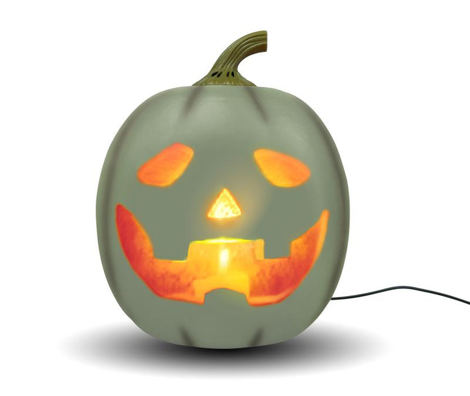 ANIMAT3D Jabberin' Jack Motion Sensor 12 Inch XL Talking Animated White Pumpkin with Built in Video Projector, Speaker and Motion Sensor Includes 80 Minutes of Content