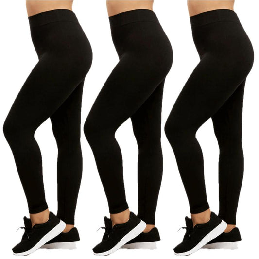 3 Pack Women' Fleece Leggings plus Size High Waist Seamless No See-Through Workout Running Yoga Pants Tummy Control Warm Spring Fall Winter Activewear