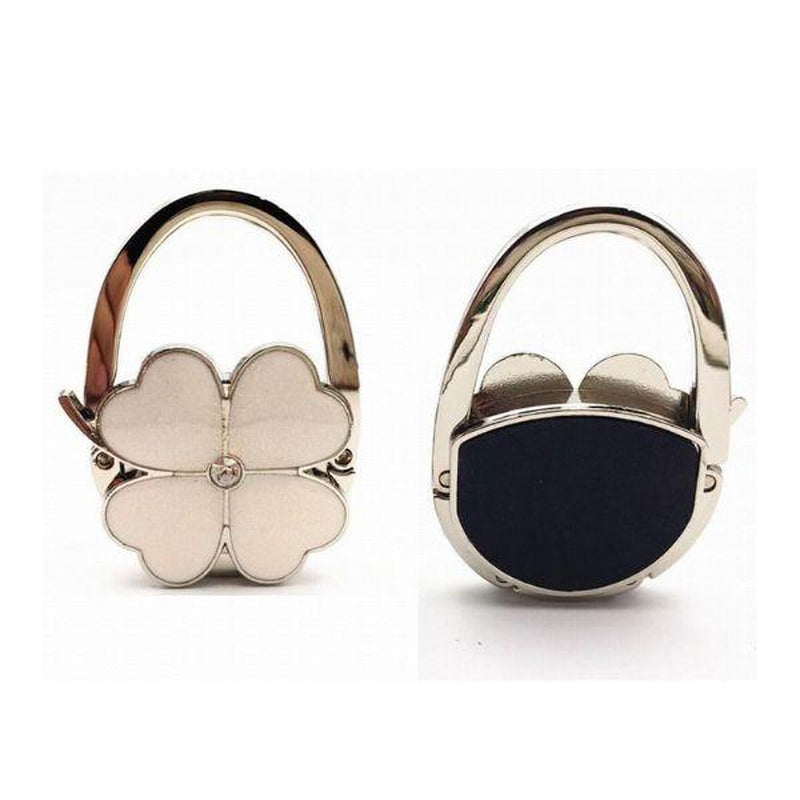 Foldable Handbag Hanger Hook – Portable Purse Holder for Table with Clover Design | Travel-Friendly Folding Bag Hook