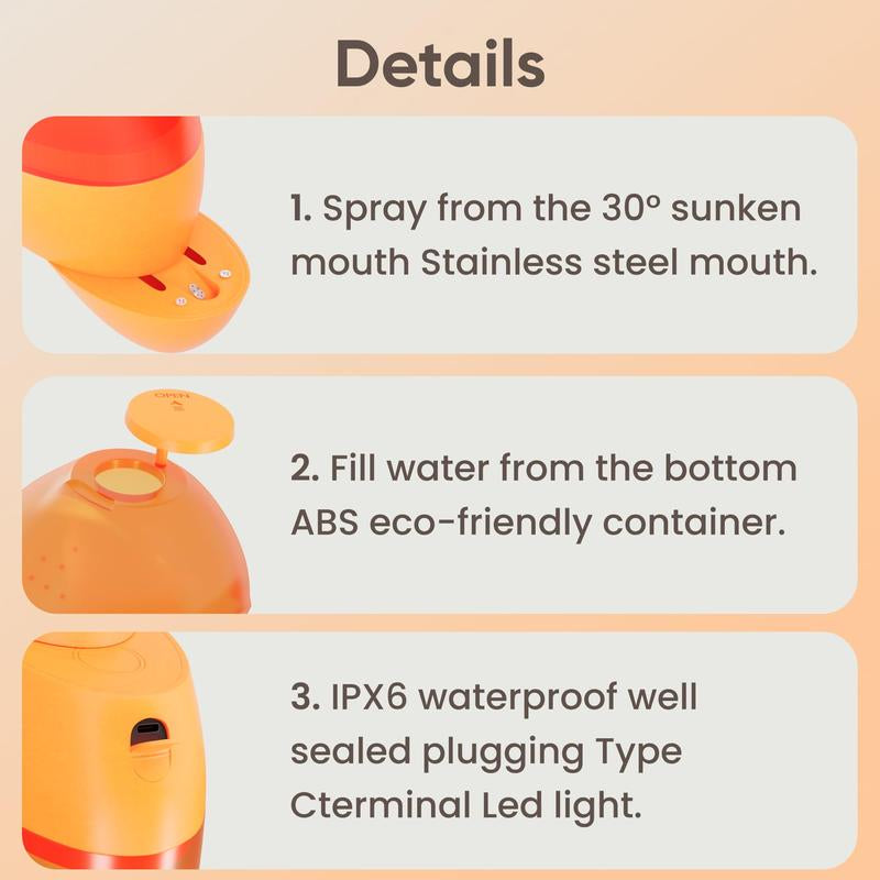 Portable Travel Bidet – USB Rechargeable, IPX7 Waterproof Electric Handheld Bidet Sprayer, Eco-Friendly Personal Hygiene Device for Travel, Camping, and Home Use