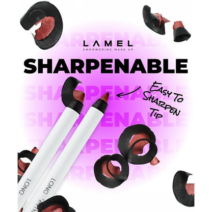LAMEL Matte Gel Lip Liner Pencil | Weightless&Creamytexture - Sharpenable - Longwear & Waterproof - High Pigmented & Flawless Finish - Moisturizing - Cruelty-Free & Paraben-Free Eyeliner Lipliner Makeup Cosmetic