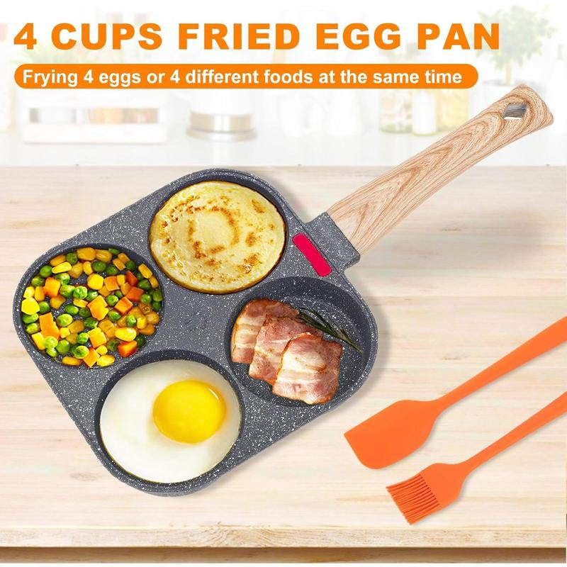 4-Cup Egg Pan Nonstick Healthy Aluminum Omelette Breakfast Skillet for Fried Eggs Cooker Pancakes Suitable Gas Stove &Amp; Induction Cookware