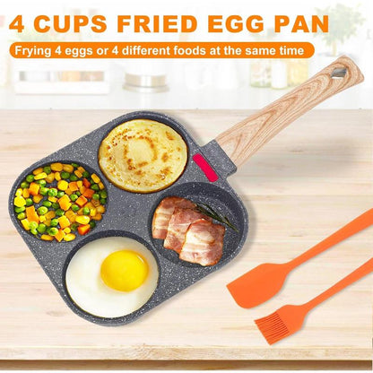 4-Cup Egg Pan Nonstick Healthy Aluminum Omelette Breakfast Skillet for Fried Eggs Cooker Pancakes Suitable Gas Stove &Amp; Induction Cookware