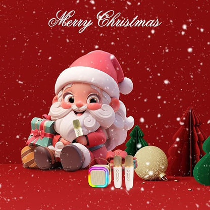 Mini Karaoke Machine for Kids Girls Boys - Birthday Gifts for Ages 4 5 6 7 8+ Year Old - 2025 New Est - Portable Bluetooth Speaker with 2 Wireless Microphone - Kids' Instrument Accessories