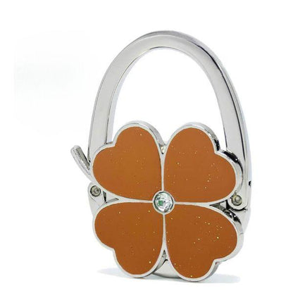 Foldable Handbag Hanger Hook – Portable Purse Holder for Table with Clover Design | Travel-Friendly Folding Bag Hook