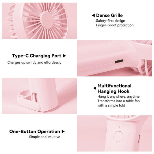 Portable Handheld Fan, Mini Pocket USB Rechargeable 3-Speed Waist Fan, Indoor Adjustable Desk Fan, Hands-Free Type-C Cooling Fan for Outdoor Activities & Travel, Gifts for Women