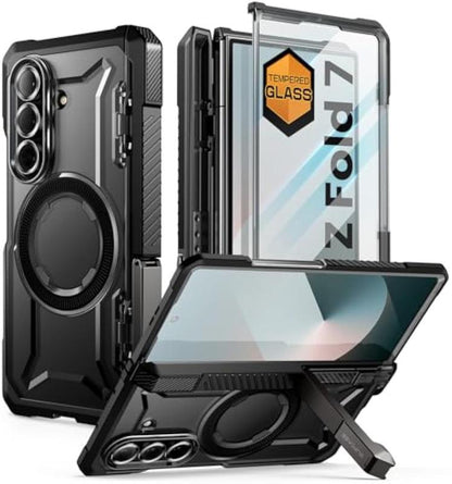 SUPCASE for Samsung Galaxy Z Fold 7 Case with Kickstand (UB Grip), [Compatible with Magsafe] [Built-In Tempered Glass Screen Protector] [Hinge Coverage] Military-Grade Protection Phone Case, Tilt Support Magnetic Wireless
