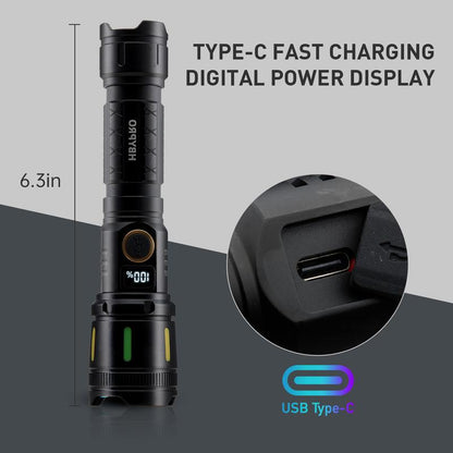 Rechargeable Strong Flashlights High Lumens Bright LED Flashlight Compact Handheld Aluminum Alloy Body Flash Light with 4 Light Modes for Home and Outdoor Use