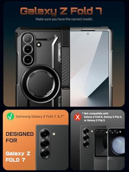 SUPCASE for Samsung Galaxy Z Fold 7 Case with Kickstand (UB Grip), [Compatible with Magsafe] [Built-In Tempered Glass Screen Protector] [Hinge Coverage] Military-Grade Protection Phone Case, Tilt Support Magnetic Wireless