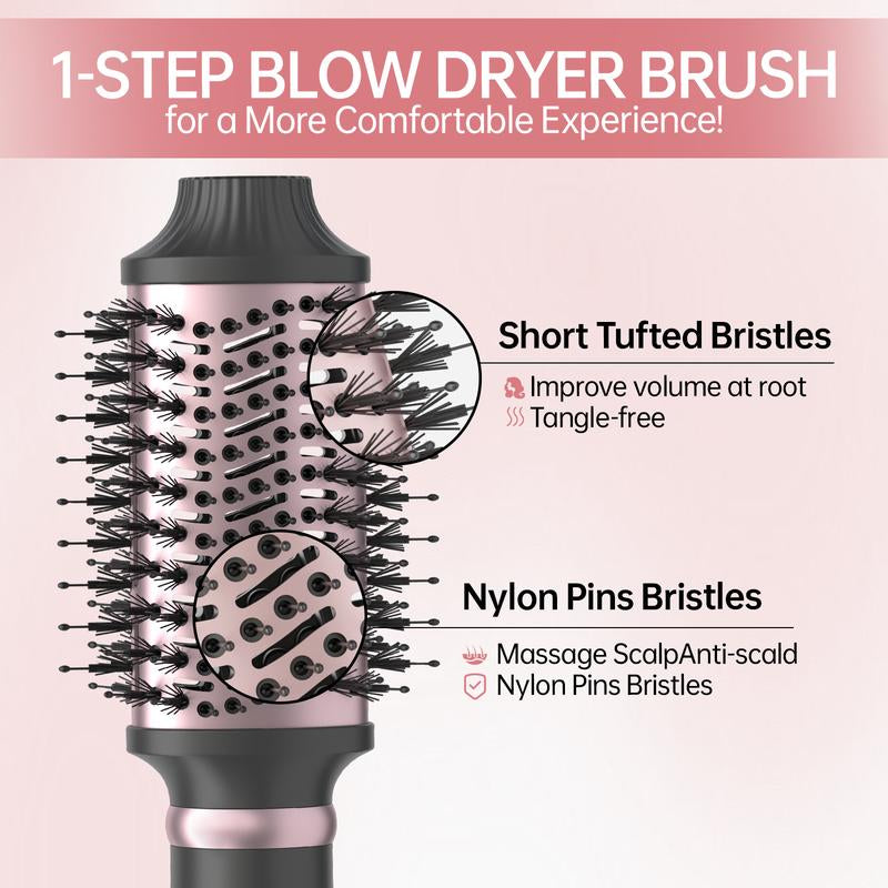 CONFU Thermal Brush Blow Dryer for Blowout Look, Heated Comb, Multifunctional Blow Dryer Brush Hot Air Brush Four in One with Oval Barrel Heated round Brush Makes Hair Smoother, Salon Quality Hair Dryer Wand, Travel Home Fast Heating Electric Hairstyling