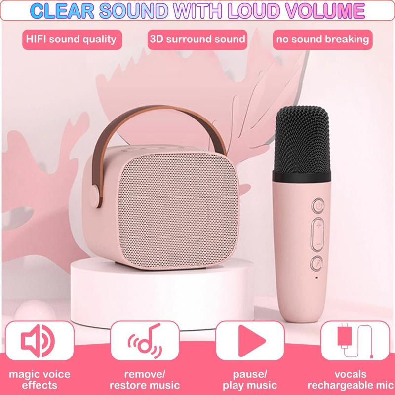 Mini Karaoke Machine for Kids Adults, Portable Bluetooth Speaker with 2 Wireless Microphones,Toys Birthday Gifts for Girls Ages 4, 5, 6, 7, 8,9,10,11,12+ Family Home Party, Birthday Party