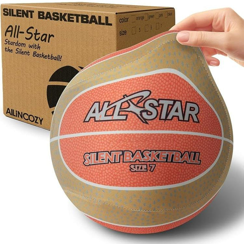 Silent Indoor Basketball with Colorful Fabric-Covered, No Inflation Needed, Noise-Free, Not Vacuum Compressed, High Bounce, Safe for Kids & Adults, Perfect for Home Training & Father'S Day Parent-Child Gift