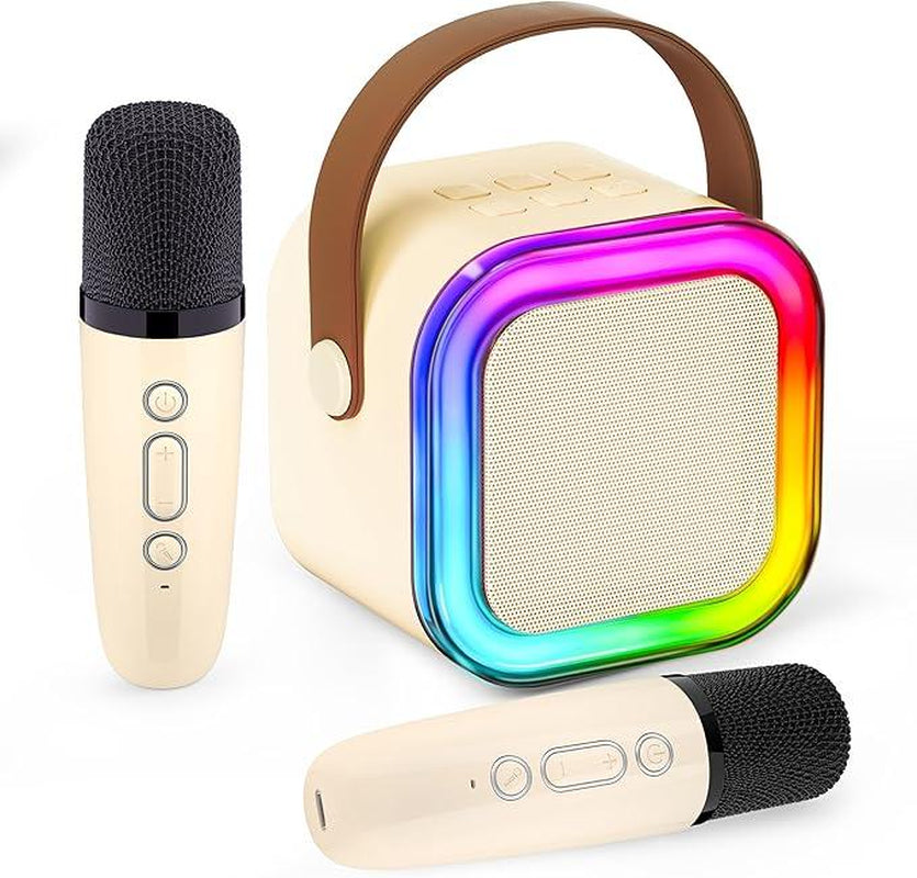Mini Karaoke Machine for Kids Girls Boys - Birthday Gifts for Ages 4 5 6 7 8+ Year Old - 2025 New Est - Portable Bluetooth Speaker with 2 Wireless Microphone - Kids' Instrument Accessories
