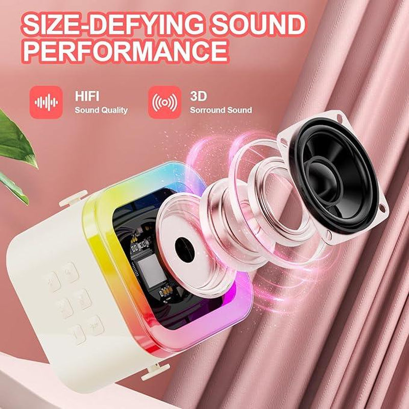 Mini Karaoke Machine for Kids Girls Boys - Birthday Gifts for Ages 4 5 6 7 8+ Year Old - 2025 New Est - Portable Bluetooth Speaker with 2 Wireless Microphone - Kids' Instrument Accessories