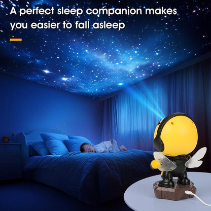 Little Bee Star (Astronaut) Projection Lamp, Room Lamps Ambient Night Lights, Bedroom Home Decoration Novelty Design