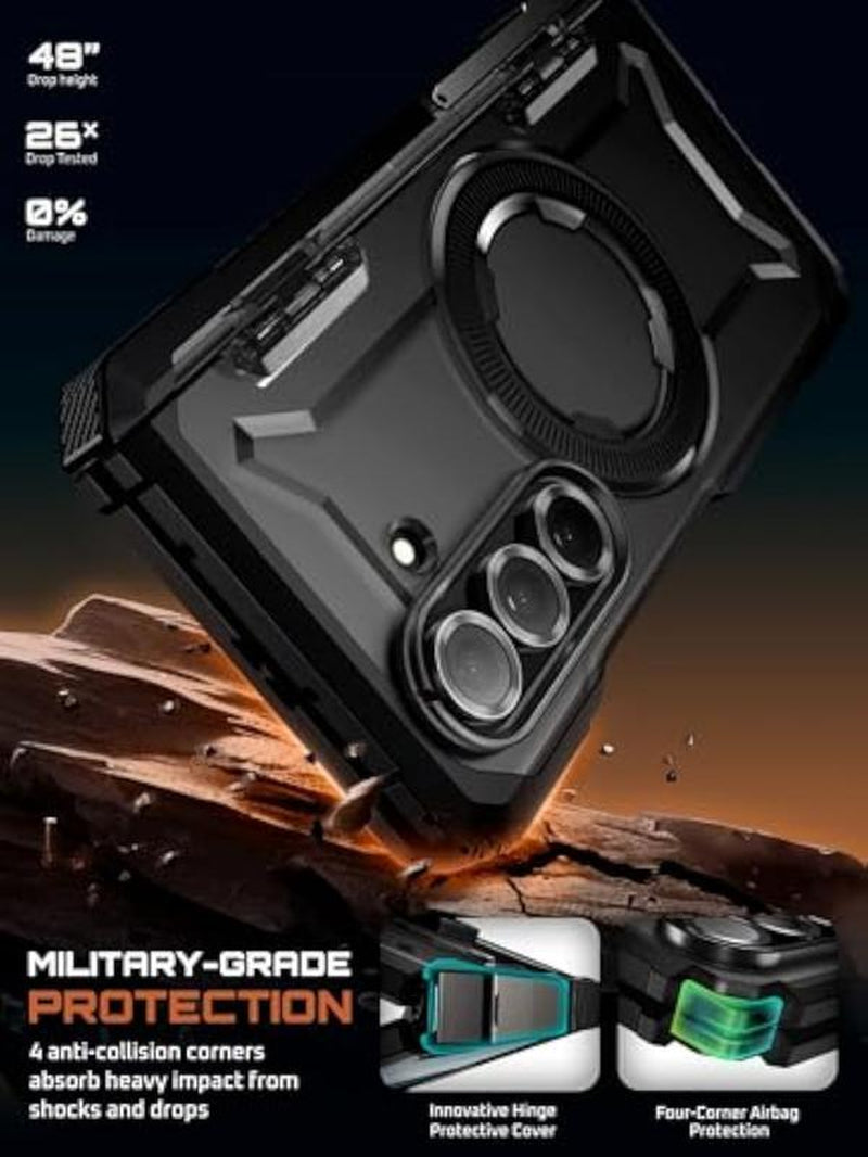 SUPCASE for Samsung Galaxy Z Fold 7 Case with Kickstand (UB Grip), [Compatible with Magsafe] [Built-In Tempered Glass Screen Protector] [Hinge Coverage] Military-Grade Protection Phone Case, Tilt Support Magnetic Wireless