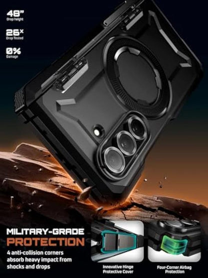 SUPCASE for Samsung Galaxy Z Fold 7 Case with Kickstand (UB Grip), [Compatible with Magsafe] [Built-In Tempered Glass Screen Protector] [Hinge Coverage] Military-Grade Protection Phone Case, Tilt Support Magnetic Wireless