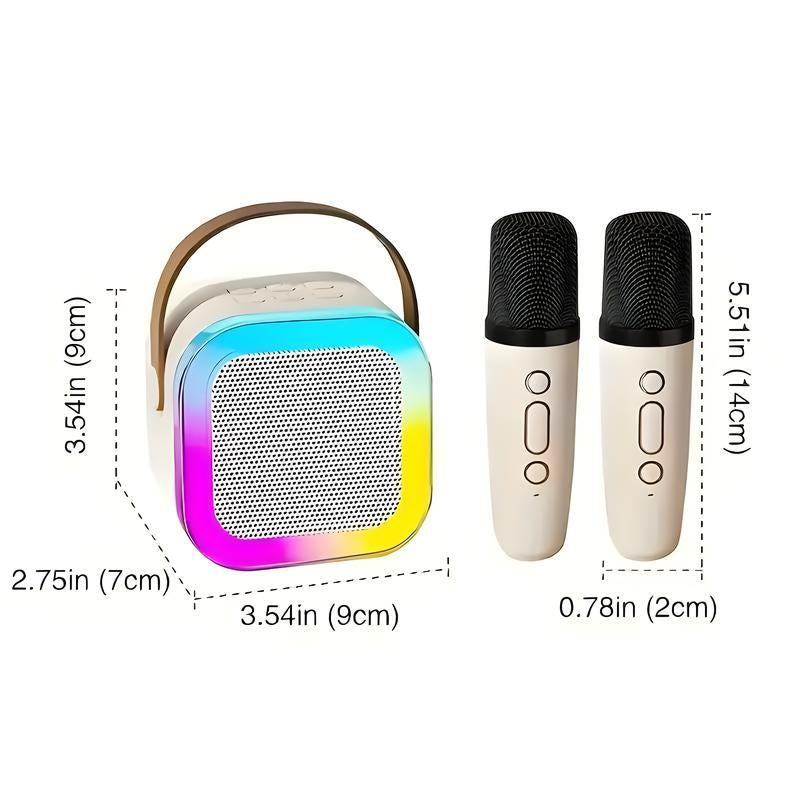 Mini Karaoke Machine for Kids Girls Boys - Birthday Gifts for Ages 4 5 6 7 8+ Year Old - 2025 New Est - Portable Bluetooth Speaker with 2 Wireless Microphone - Kids' Instrument Accessories
