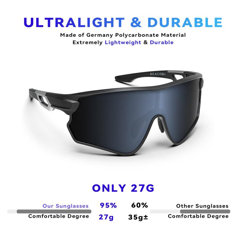 BEACOOL Polarized Sports Sunglasses for Men Women Youth Baseball Fishing Cycling Running Hiking Motorcycle Tac Glasses UV400 Sports Goggles