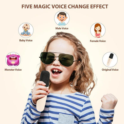 Mini Karaoke Machine with Microphone Sound System, Portable Karaoke Machine with 2 Wireless Microphones, Birthday Gifts for Girls and Children Aged 4-12, Family Gatherings
