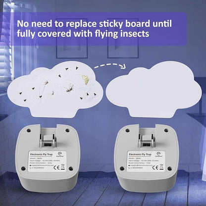 Careland Electronic Flying Insect Trap Plug In, Flea Mosquito Fly Trap for Home Office, Gnat Moth Bug Catcher with Night Light UV Attractant and Sticky Boards