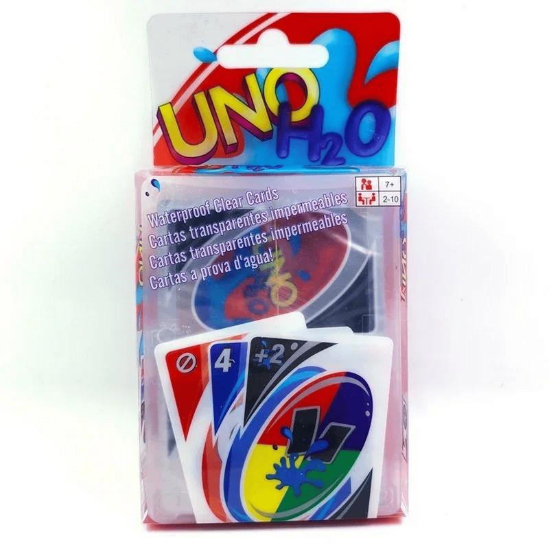 UNO H2O Game Card Game Waterproof Pressure Resistant Transparent PVC Plastic Playing Cards Halloween Birthday Gift, for Friends, Family