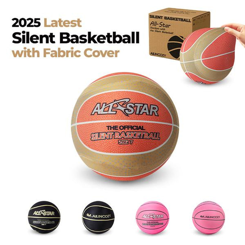 Silent Indoor Basketball with Colorful Fabric-Covered, No Inflation Needed, Noise-Free, Not Vacuum Compressed, High Bounce, Safe for Kids & Adults, Perfect for Home Training & Father'S Day Parent-Child Gift
