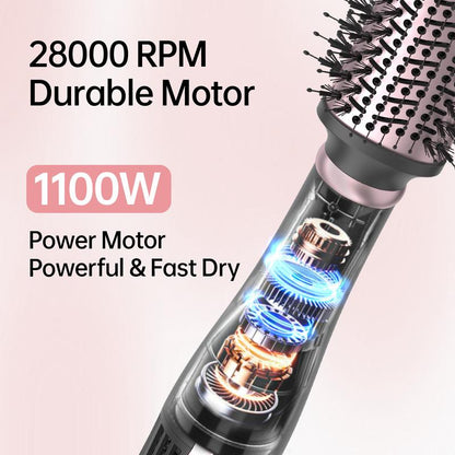 CONFU Thermal Brush Blow Dryer for Blowout Look, Heated Comb, Multifunctional Blow Dryer Brush Hot Air Brush Four in One with Oval Barrel Heated round Brush Makes Hair Smoother, Salon Quality Hair Dryer Wand, Travel Home Fast Heating Electric Hairstyling